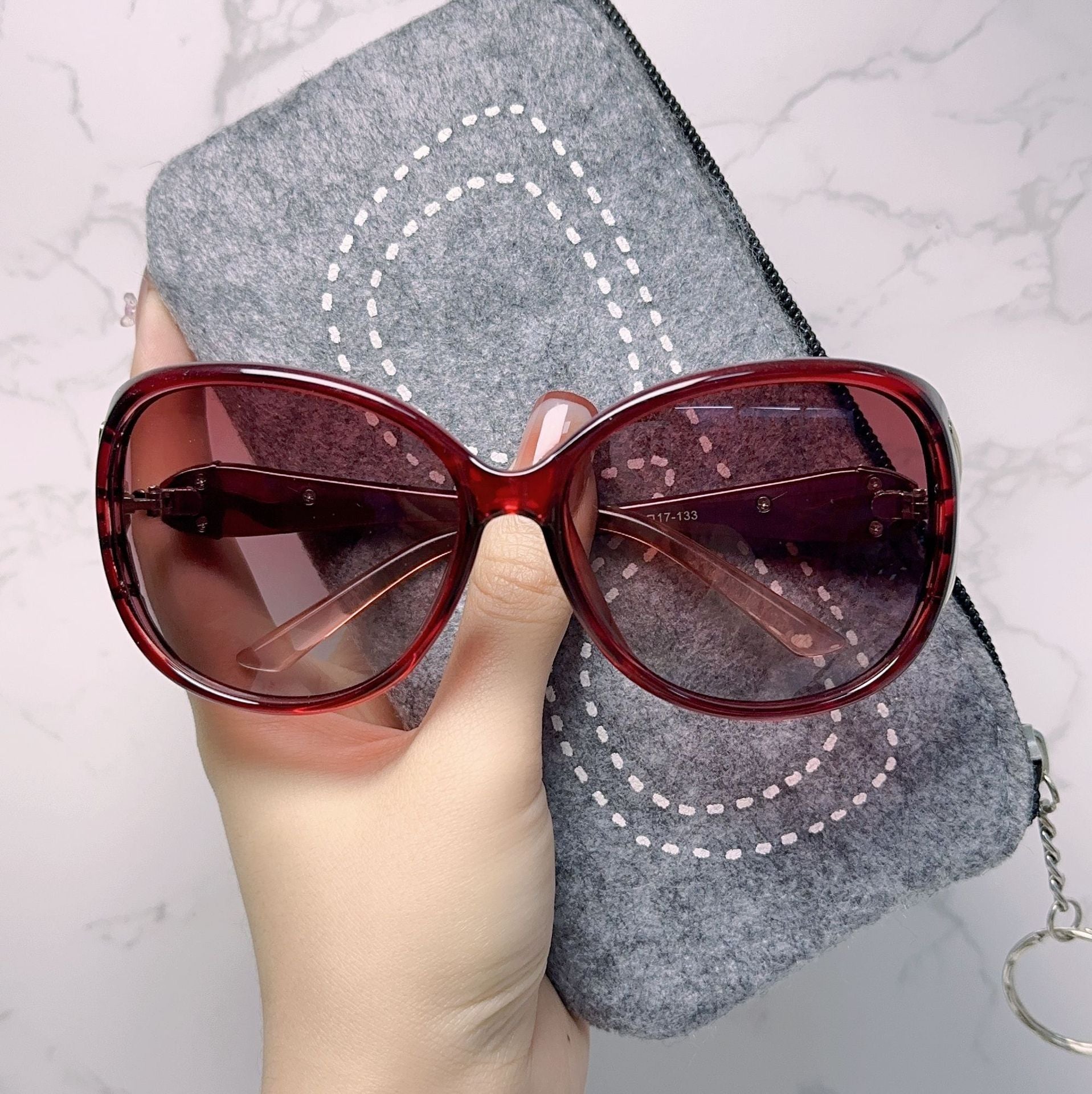 Wholesale Fox Head Metal Decoration Large Frame PC Sunglasses